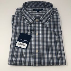 NWT Men’s Cole Haan Long Sleeve Plaid Shirt in Vapor Blue - XXL!